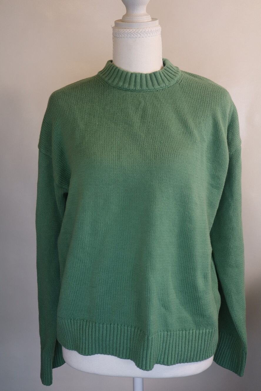 NEW Market & Spruce Women's Green Ribbed Crew Neck Long Sleeve Sweater Size XS